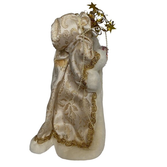 SANTA HOLDING PRESENTS CHRISTMAS TREE TOPPER IVORY & GOLD 12" TABLE DECORATION - Picture 4 of 7